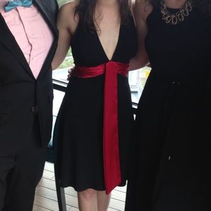 Black dress with silky red , sexy back